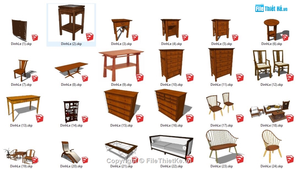 116 File sketchup 2019 nội thất bàn ghế các loại sofa, mây, gỗ,...